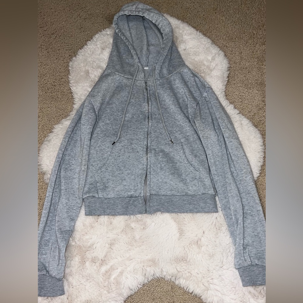 Gray Zip-Up Hoodie for Women